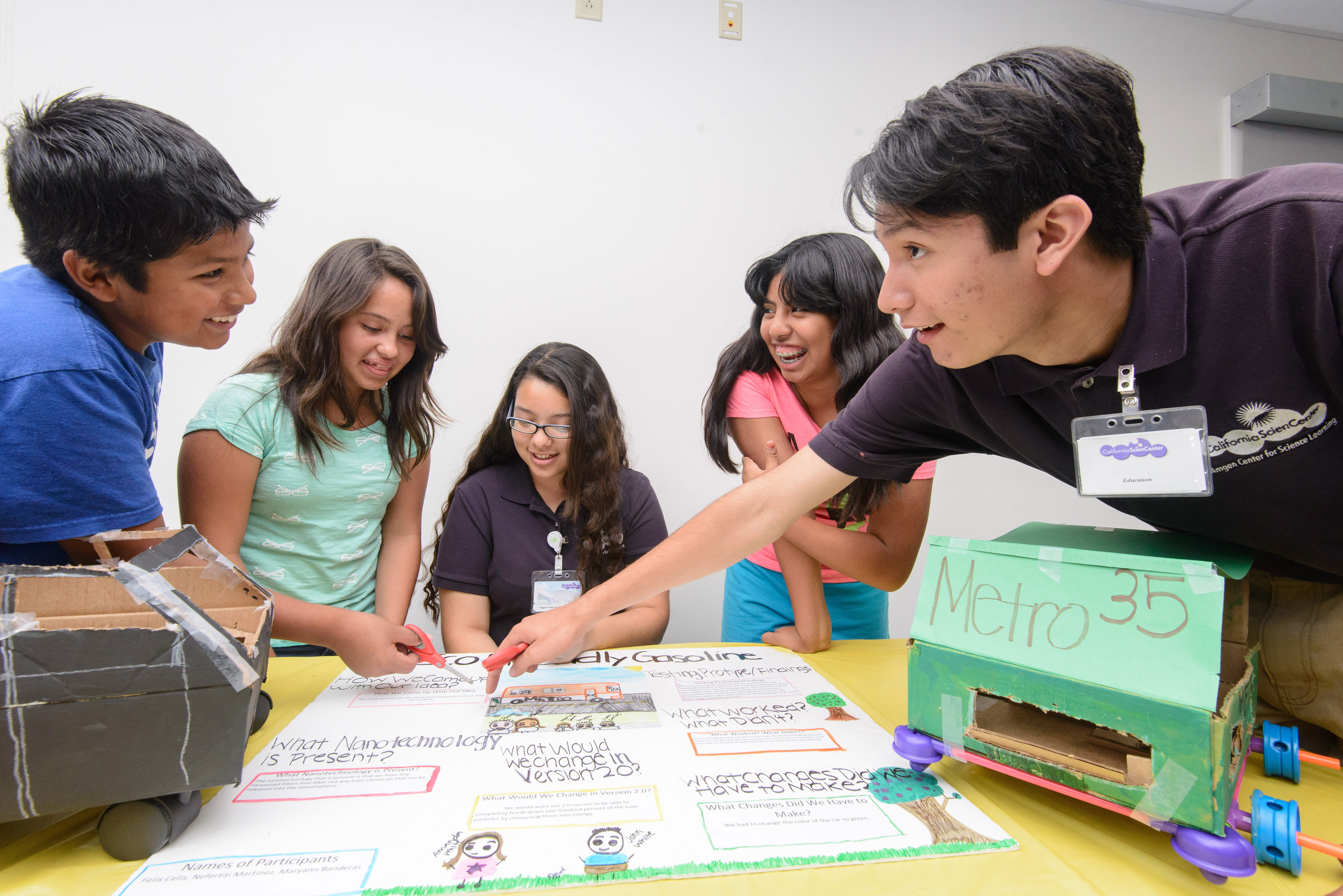 Group of middle school aged youth participating in a program with Teen Intern instructors