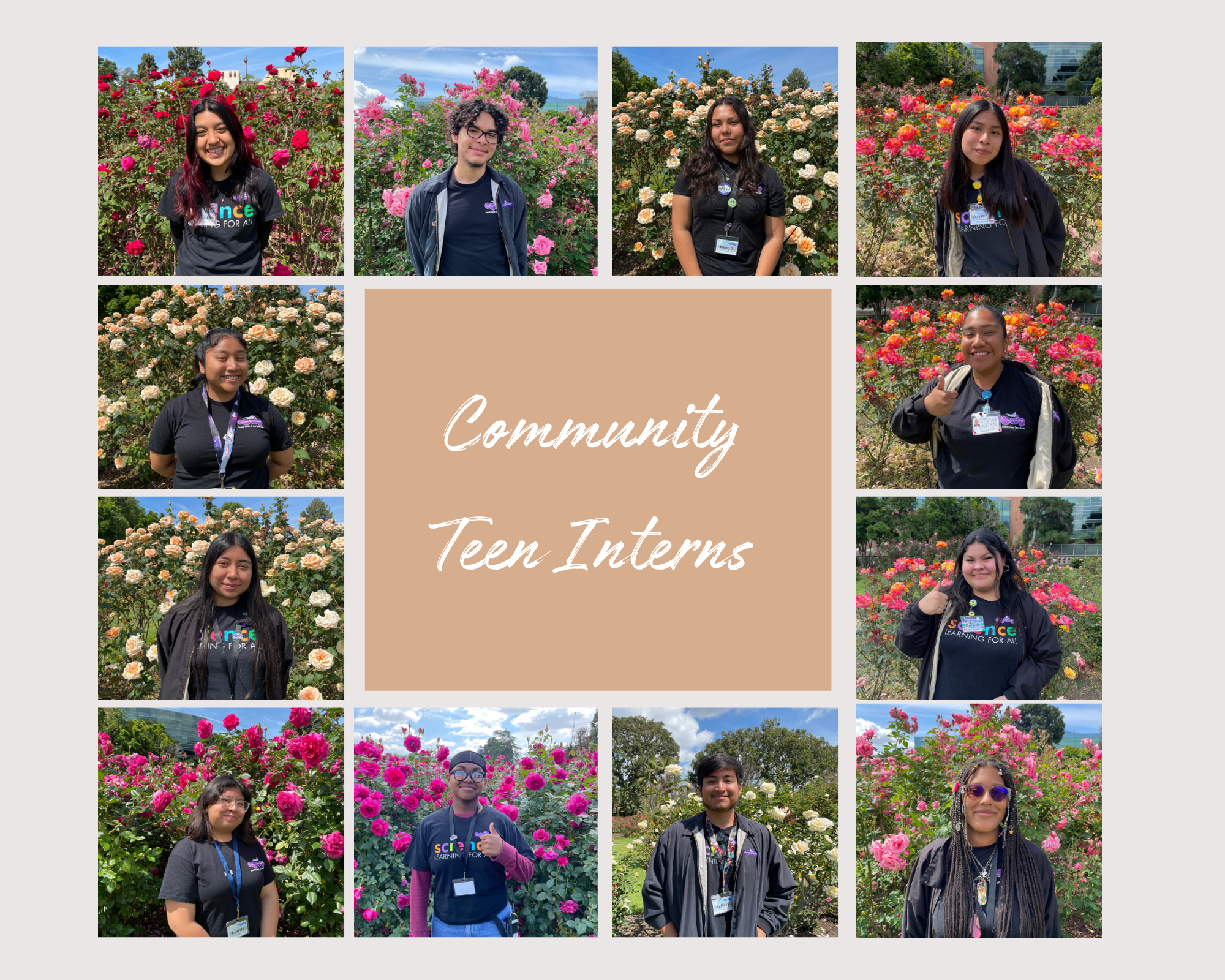 Text "Community Teen Interns" surrounded by collage of intern portraits