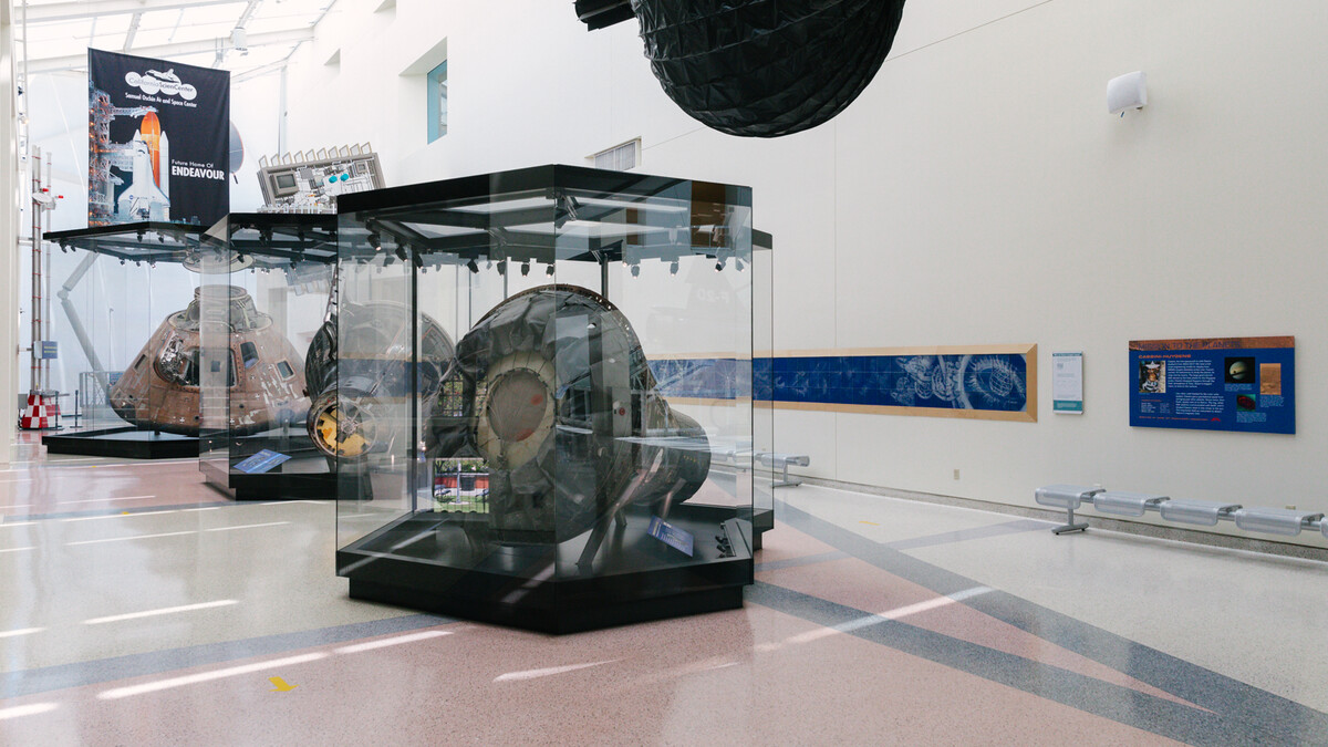 Mercury, Gemini, and Apollo space capsules on Disney Science Court