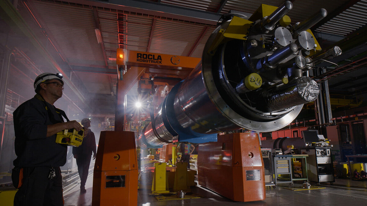 A physicist inspecting an engine in Secrets of the Universe 3D IMAX movie