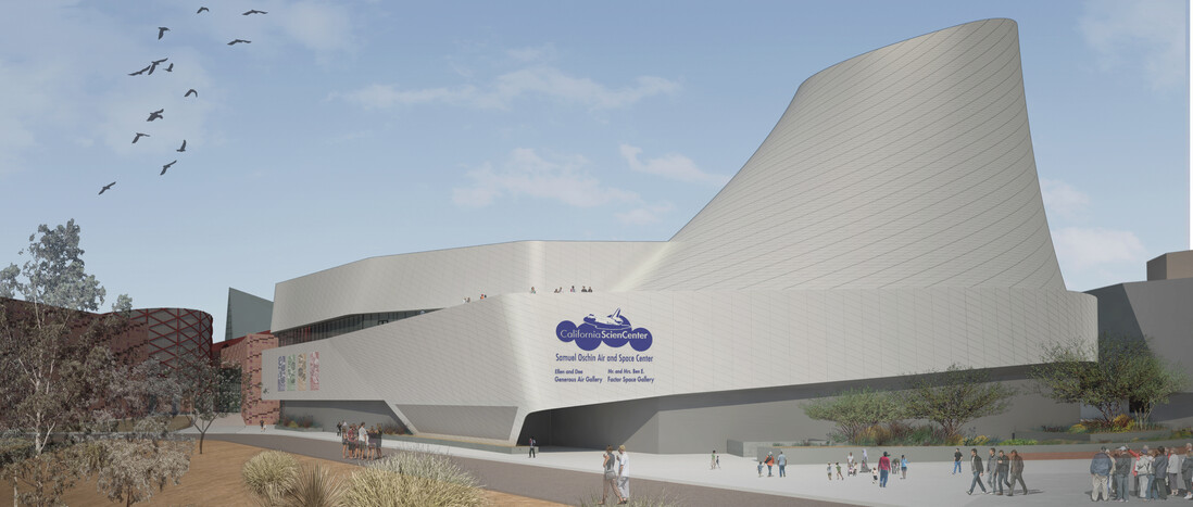 Rendering of the Samuel Oschin Air and Space Center from the Southeast